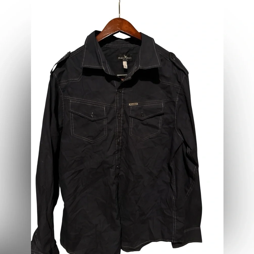 Vintage Marc Ecko Black Lightweight Button Up Shirt Men's Large